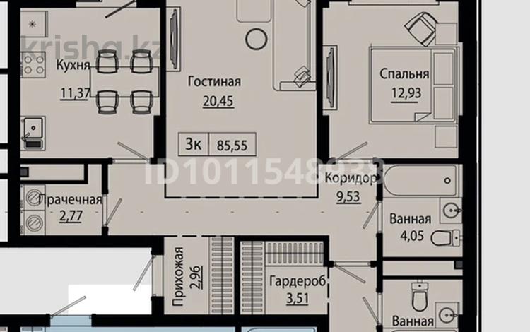 3-бөлмелі пәтер · 86 м² · 3/9 қабат, Улы дала 28, бағасы: 55 млн ₸ в Астане, Нура р-н — фото 4