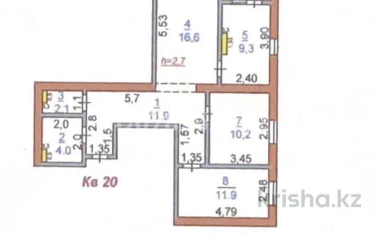 3-комнатная квартира, 67.6 м², 3/7 этаж, Есим хан 17/4 за 20 млн 〒 в Туркестане — фото 2