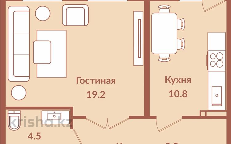 1-комнатная квартира · 46.8 м² · 3/9 этаж, мкр Туран за ~ 19.7 млн ₸ в Шымкенте, Каратауский р-н — фото 2
