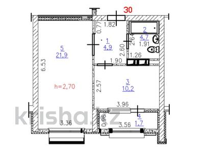 1-бөлмелі пәтер · 43.4 м² · 6/12 қабат, Бауыржана Момышулы 5/3 — Монке би, бағасы: 32 млн ₸ в Алматы, Алатауский р-н
