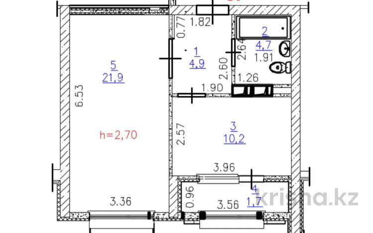 1-бөлмелі пәтер · 43.4 м² · 6/12 қабат, Бауыржана Момышулы 5/3 — Монке би, бағасы: 32 млн ₸ в Алматы, Алатауский р-н — фото 2