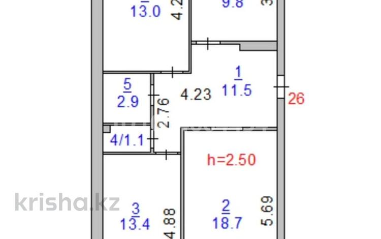 3-бөлмелі пәтер · 72 м² · 4/6 қабат, Пр Аль- Фараби 141/3 — Район жд вокзала, бағасы: 32 млн ₸ в Костанае — фото 2