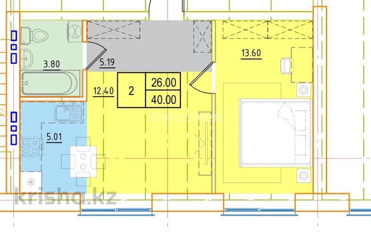 2-бөлмелі пәтер · 40 м² · 4/6 қабат, Микрорайон Береке, мкрн Береке 51, бағасы: ~ 16.9 млн ₸ в Костанае — фото 3