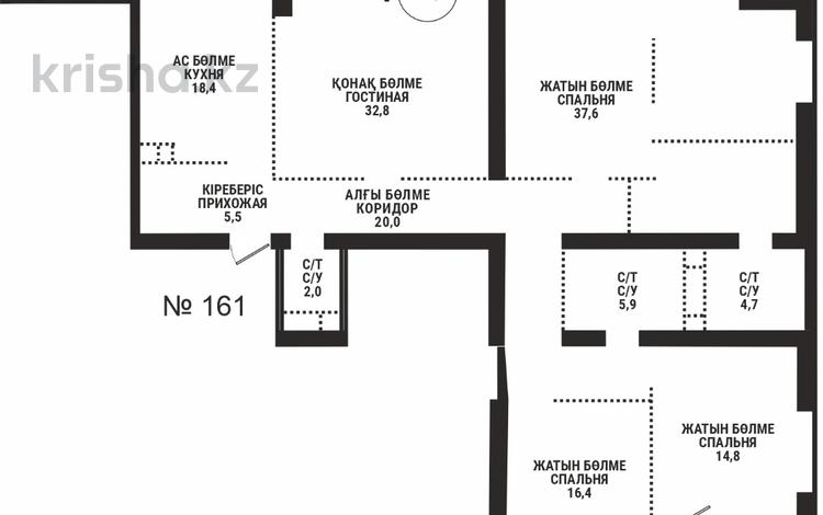 4-комнатная квартира · 162.1 м² · 19/33 этаж, Аль-фараби 15/1 за ~ 172.6 млн ₸ в Алматы, Бостандыкский р-н — фото 2