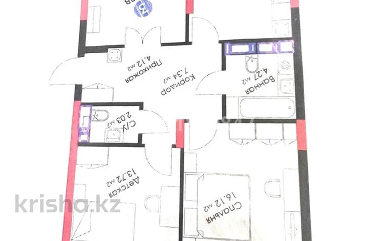 3-бөлмелі пәтер, 84.95 м², 3/14 қабат, Аль-фара и 9, бағасы: 43 млн 〒 в Астане, Есильский р-н — фото 2