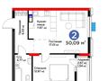 2-бөлмелі пәтер · 50 м² · 6/12 қабат, ул. Турара Рыскулова 9, бағасы: 45 млн ₸ в Астане, Есильский р-н — фото 5