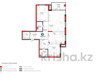 3-бөлмелі пәтер · 119 м², мкр Северо-Запад, Толеметова — 15% скидка, бағасы: ~ 99.9 млн ₸ в Шымкенте, Абайский р-н