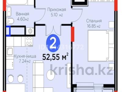 2-комнатная квартира · 53 м² · 6/9 этаж, Е-899 3 — Евродвушка от застройщика за 46 млн ₸ в Астане, Нура р-н