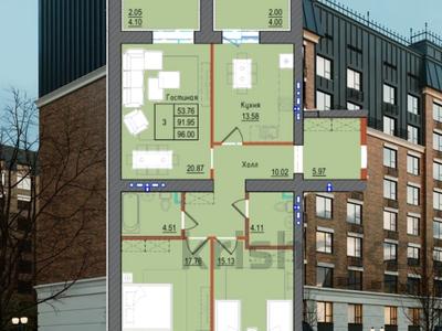 3-комнатная квартира · 96 м² · 4/8 этаж, Микрорайон Береке за ~ 37.4 млн 〒 в Костанае