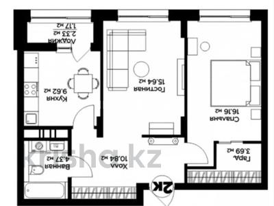 2-комнатная квартира · 61 м² · 9/9 этаж, Толе Би 35/1 — Бухар жырау Толе би за 43.1 млн ₸ в Астане, Нура р-н