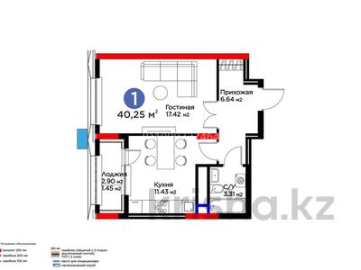 1-бөлмелі пәтер · 40.25 м² · 3/15 қабат, Сагадат Нурмагамбетов 17, бағасы: 27.5 млн ₸ в Астане, Сарайшык р-н