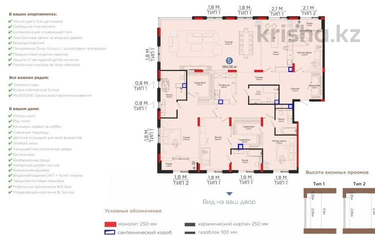 5-комнатная квартира, 265 м², 3/7 этаж, переулок Тасшокы за 230 млн 〒 в Астане, Есильский р-н — фото 4