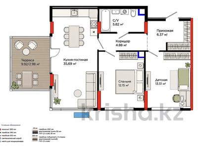 3-комнатная квартира · 70 м² · 2/9 этаж, Туран 57д — Толе би за 55 млн ₸ в Астане, Нура р-н