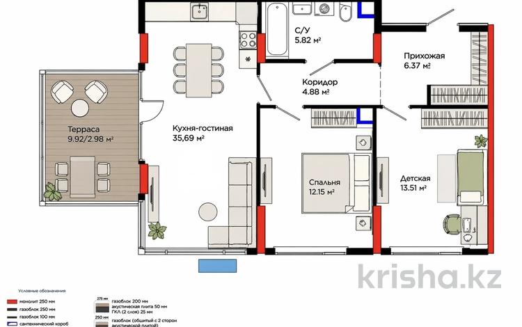 3-бөлмелі пәтер · 70 м² · 2/9 қабат, Туран 57д — Толе би, бағасы: 55 млн ₸ в Астане, Нура р-н — фото 20