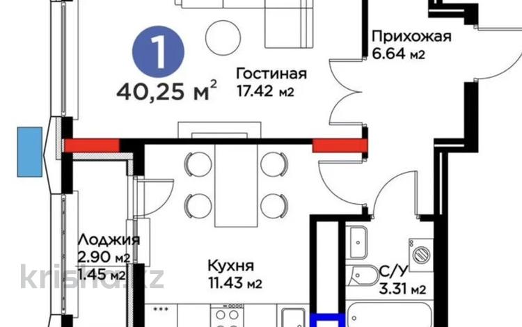 1-бөлмелі пәтер · 40.25 м² · 11/14 қабат, Сагадат Нурмагамбетов 17 — Калдаякова, бағасы: 28.4 млн ₸ в Астане, Сарайшык р-н — фото 3