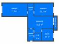 3-бөлмелі пәтер · 56.2 м² · 4/4 қабат, Рабочая 166, бағасы: 18.5 млн ₸ в Костанае — фото 2