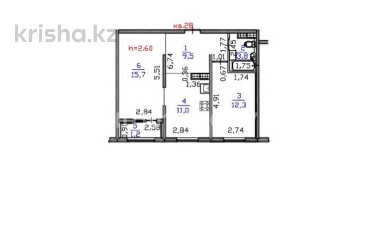 2-бөлмелі пәтер · 53.5 м² · 4/9 қабат, Райымбек 590/18, бағасы: 30.5 млн ₸ в Алматы, Наурызбайский р-н — фото 7