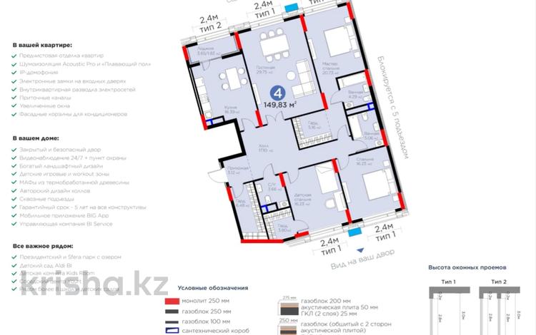 4-бөлмелі пәтер · 150 м² · 5/9 қабат, ​Аль-Фараби — 10% СКИДКА.ИПОТЕКА 0% надбавка., бағасы: ~ 120 млн ₸ в Астане, Есильский р-н — фото 2