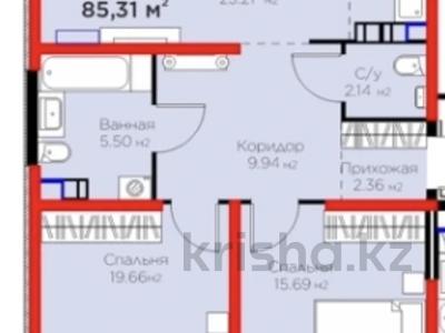 3-бөлмелі пәтер · 85.31 м² · 5/6 қабат, Қайрат ш/а. 716/16, бағасы: 48 млн ₸ в Алматы, Турксибский р-н