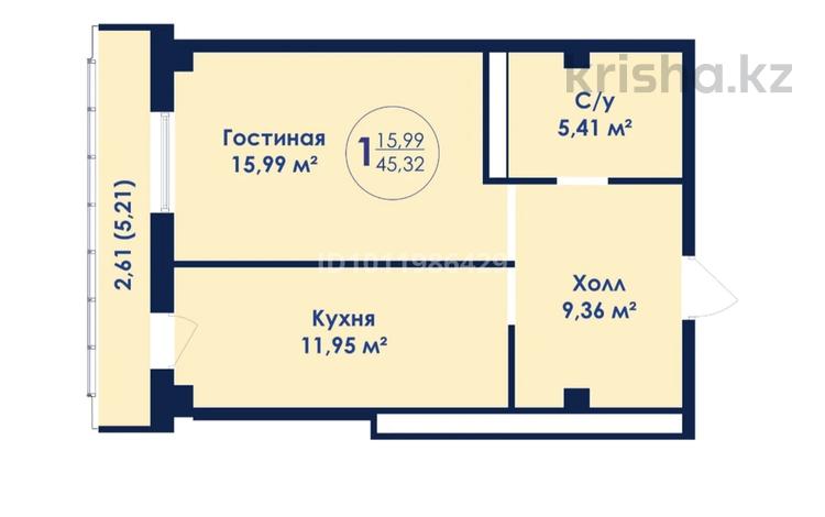 1-комнатная квартира · 45 м² · 9/19 этаж, Кенесары 7 — Шевченко за 20 млн ₸ в Астане, Сарыарка р-н — фото 4