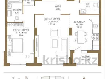 2-комнатная квартира · 71.68 м² · 12/18 этаж, Достык 8/5 — Без комиссии!!! Выбор по этажам!!! Гибкая оплата!!! Видовые !!! за ~ 50.4 млн ₸ в Астане, Есильский р-н