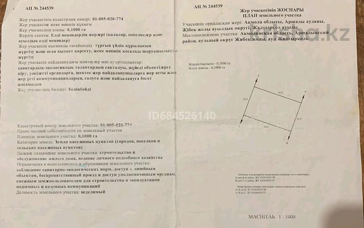 Жер телімі · 10 сотық, Иманжусип 52, бағасы: 5 млн ₸ в Жарлыколе — фото 2