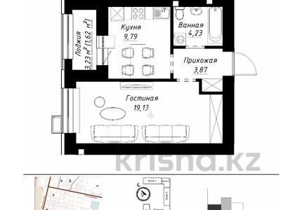 1-комнатная квартира · 39 м² · 9/9 этаж, Чингиз Айтматов 1 — ХОЗЯЙКА / КОМИССИЯ НЕТУ за 22.2 млн ₸ в Астане, Нура р-н