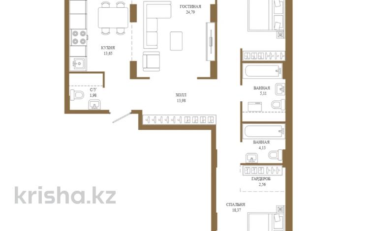 3-бөлмелі пәтер · 102.17 м² · 9 қабат, Достык 8/2 — Без комиссии|Рассрочка и ипотека, бағасы: ~ 72.2 млн ₸ в Астане — фото 9