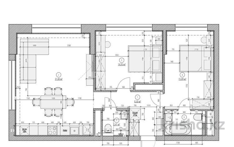 3-бөлмелі пәтер · 80 м² · 16/21 қабат, Аль-Фараби 27 — Сейфуллина, бағасы: 105 млн ₸ в Алматы, Бостандыкский р-н — фото 2