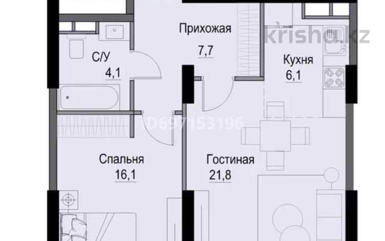 2-бөлмелі пәтер, 58 м², 4/17 қабат, Утепова 31, бағасы: 33.7 млн 〒 в Алматы, Бостандыкский р-н — фото 2