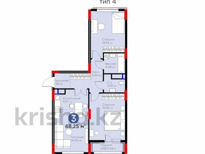 3-бөлмелі пәтер · 68.25 м², Е 117 55 — Цена с -15% скидкой, бағасы: ~ 36.5 млн ₸ в Астане, Есильский р-н