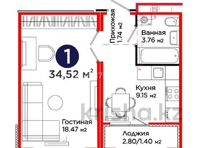 1-комнатная квартира · 35 м² · 6/12 этаж, С 902 8 за 23.5 млн ₸ в Астане, Сарыарка р-н