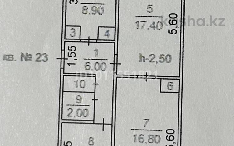 3-комнатная квартира · 62.8 м² · 2/5 этаж, мкр Акбулак, Акбулак ш/а. 19 за 18.9 млн ₸ в Таразе — фото 2