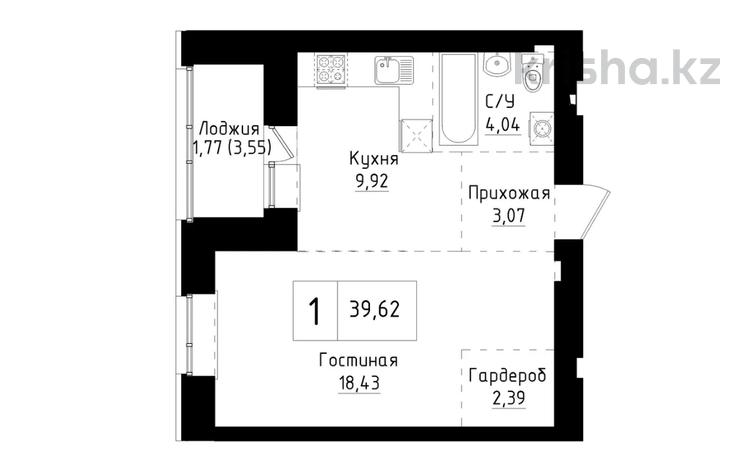 1-бөлмелі пәтер · 39.7 м² · 8/9 қабат, А83, бағасы: 12 млн ₸ в Астане, Сарайшык р-н — фото 2