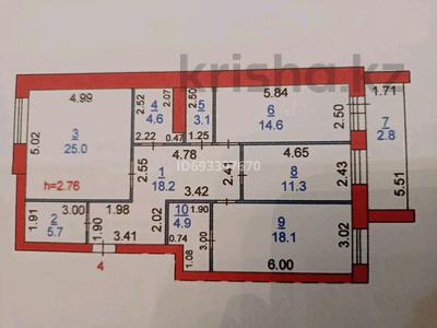 3-комнатная квартира, 108 м², 2/7 этаж, Нурсултан Назарбаев 199 за 50 млн 〒 в Костанае