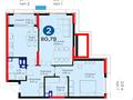 2-бөлмелі пәтер · 80.79 м² · 3/21 қабат, Динмухамед Конаев — Кунаева, бағасы: 75 млн ₸ в Астане, Есильский р-н