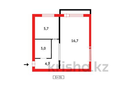 1-бөлмелі пәтер · 31 м² · 4/5 қабат, Сакена Сейфуллина, бағасы: 5 млн ₸ в Абае