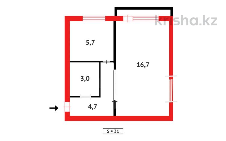 1-бөлмелі пәтер · 31 м² · 4/5 қабат, Сакена Сейфуллина, бағасы: 5 млн ₸ в Абае — фото 10