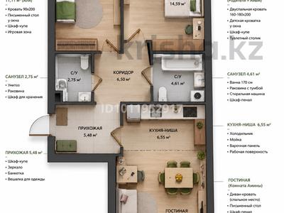 3-бөлмелі пәтер · 71.48 м² · 3/9 қабат, Рядом с главным проспектом Туран, бағасы: 36 млн ₸ в Астане, Нура р-н