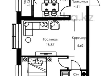 2-комнатная квартира · 59.56 м² · 5/7 этаж, мкр Кайрат, Туркестан за ~ 33.2 млн ₸ в Алматы, Турксибский р-н