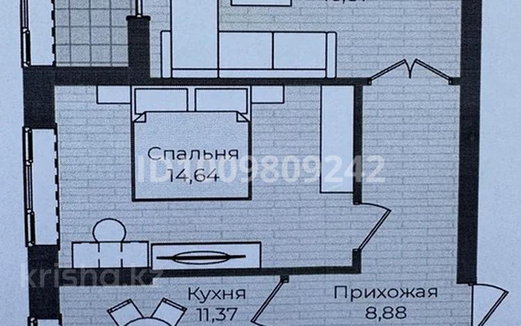 2-бөлмелі пәтер · 58.6 м² · 9/14 қабат, Хусейн бен Талал 83/2 — Пересечение улицы Туран, бағасы: 35 млн ₸ в Астане, Нура р-н — фото 2