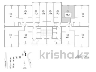 1-бөлмелі пәтер · 47 м² · 8/12 қабат, мкр Акбулак, Момышулы — жилой комплекс Алтынай, бағасы: ~ 24.7 млн ₸ в Алматы, Алатауский р-н