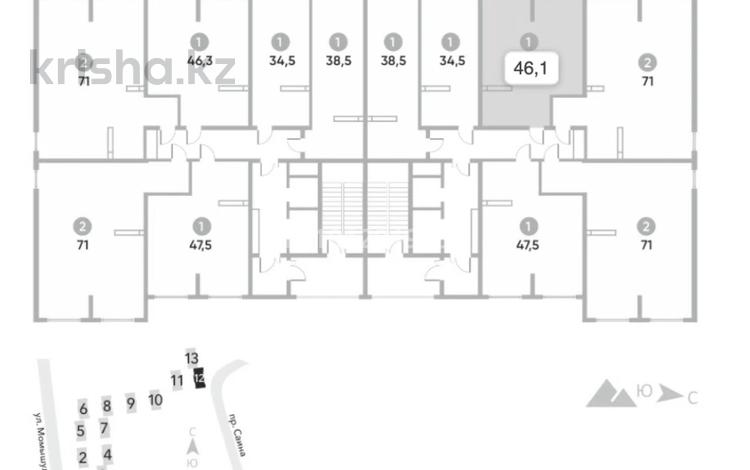 1-бөлмелі пәтер · 47 м² · 8/12 қабат, мкр Акбулак, Момышулы — жилой комплекс Алтынай, бағасы: ~ 24.7 млн ₸ в Алматы, Алатауский р-н — фото 2