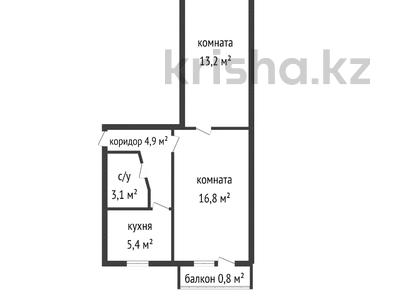 2-бөлмелі пәтер, 44.2 м², 2/5 қабат, мкр 5, Тургенева, бағасы: 12.2 млн 〒 в Актобе, мкр 5