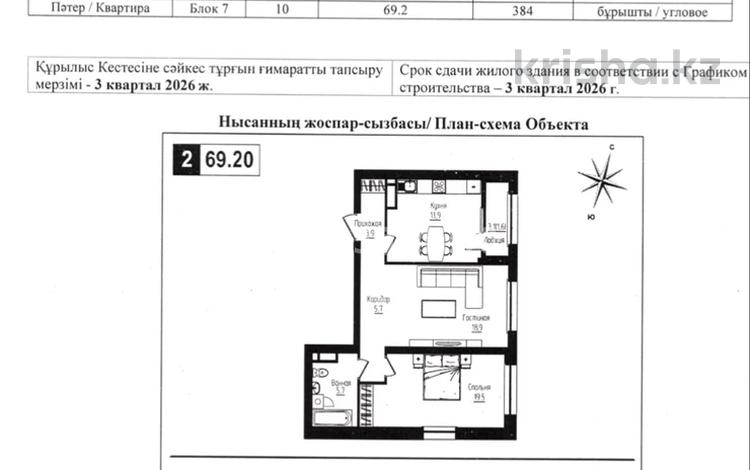 2-бөлмелі пәтер · 69.2 м² · 10/12 қабат, Ауэзова 3г/2, бағасы: 75 млн ₸ в Алматы, Алмалинский р-н — фото 2