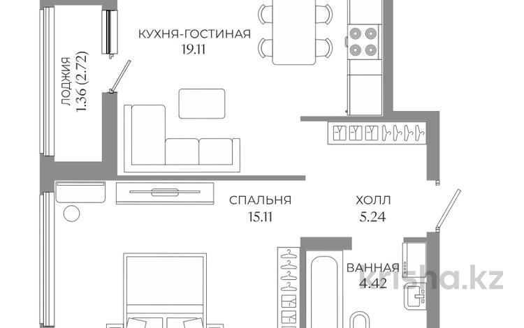 2-бөлмелі пәтер · 45.24 м², Толе би (в шаге от Барыс Арена), бағасы: ~ 25 млн ₸ в Астане, Нура р-н — фото 2