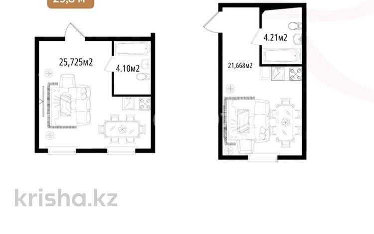 1-комнатная квартира · 25.8 м² · 4/4 этаж, Байдибек баба 2а — Около Цона за 11.1 млн ₸ в Каскелене — фото 2