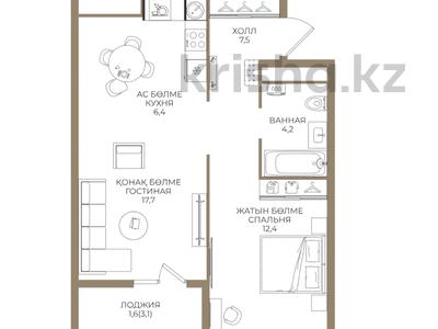 2-комнатная квартира · 49.8 м² · 7/9 этаж, Ботакоз — БЕЗ КОМИССИИ за ~ 30.5 млн ₸ в Алматы, Алатауский р-н