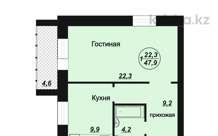 1-комнатная квартира, 47.9 м², 2/5 этаж, Акбидай 13Б за ~ 12.5 млн 〒 в Кокшетау — фото 10
