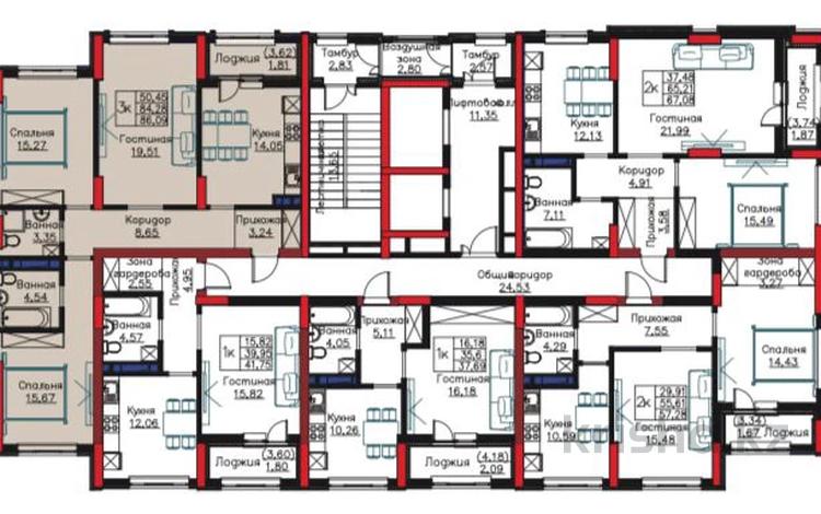 3-комнатная квартира · 86.1 м² · 6/14 этаж, Пр. Улы Дала, между ул. Толе би и ул. Ч. Айтматова 24 за 47 млн ₸ в Астане, Есильский р-н — фото 4